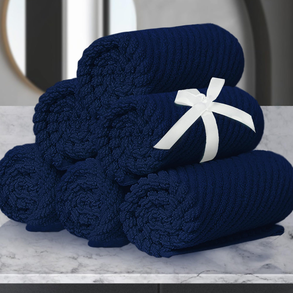 VOOVA & MOVAS 6PC Towel Set, 100% Cotton, Dark Grey