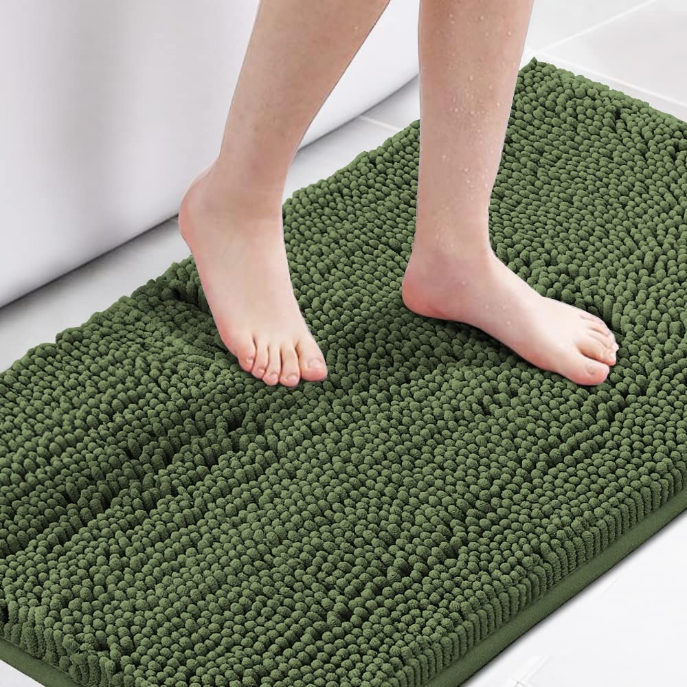 H.VERSAILTEX Navy Blue Bath Rug, Bath Mat Non Slip Bath Mats for Bathroom Floor, Bathroom Rug Extra Thick Chenille Rug 17" x 24" Absorbent Soft Shaggy Washable Dry Fast Plush Rugs for Bathtubs