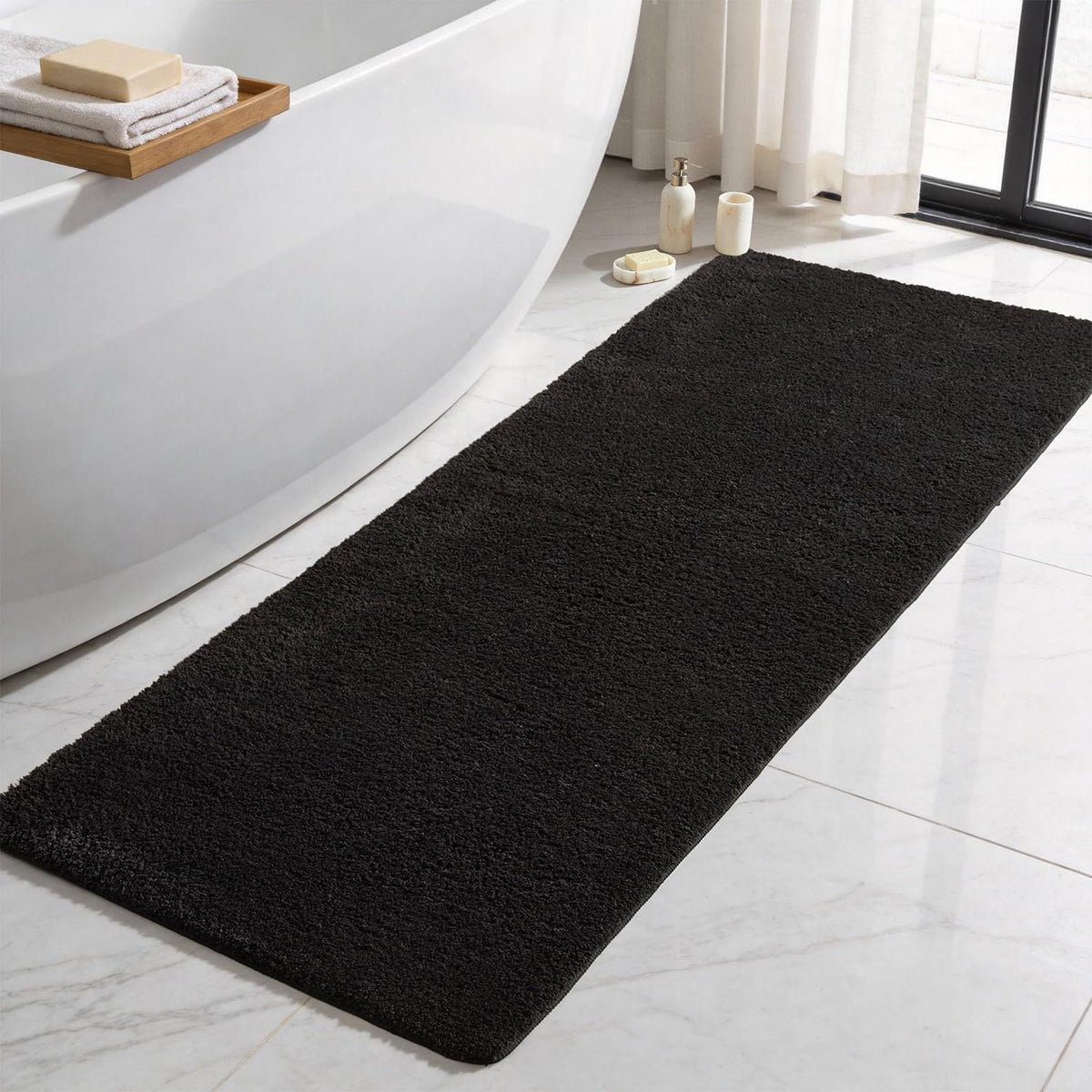 TYUU Navy Blue Bathroom Rugs, Ultra Soft Bath Rugs Non Slip Washable, Super Absorbent Quick Dry Small Bath Mat with Rubber Backing for Bathroom Floor, Shower, or Sink, Navy Blue 16" x 24"