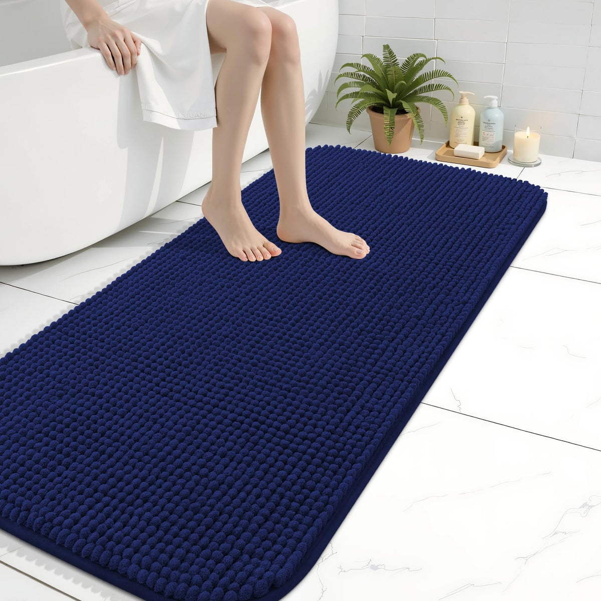 Arotive Chenille Bathroom Rugs 30x20, Soft Absorbent Bath Mat, Grey