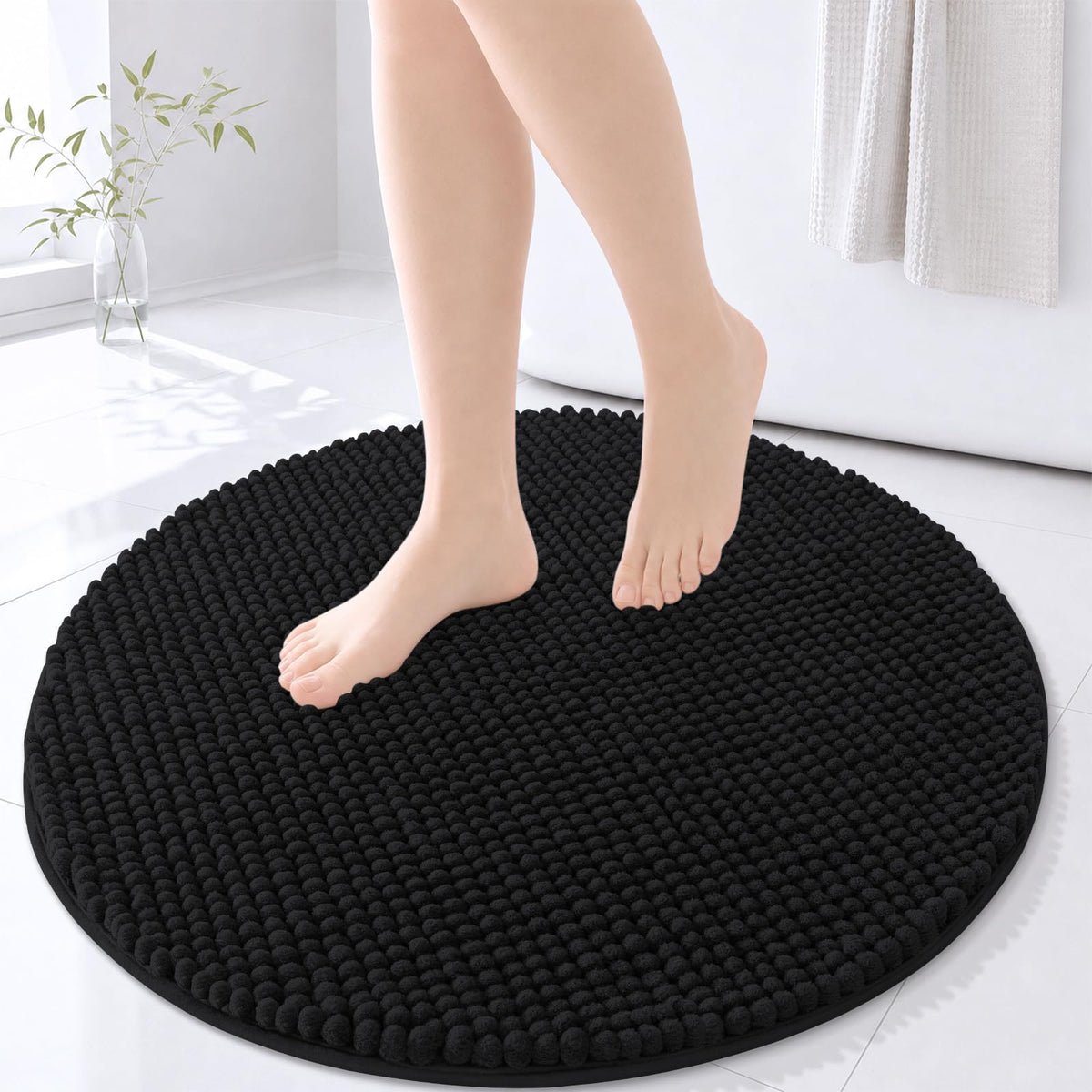 Arotive Chenille Bathroom Rugs 30x20, Soft Absorbent Bath Mat, Grey