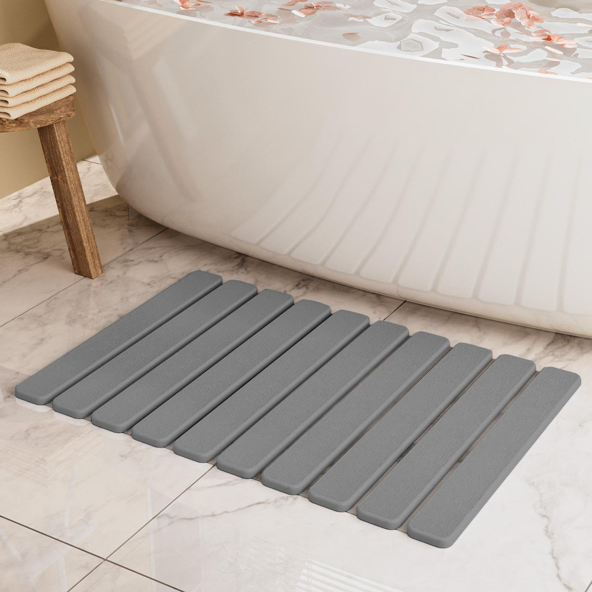 Foldable Stone Bath Mat, Diatomaceous Earth Stone Drying Mats for Bathroom