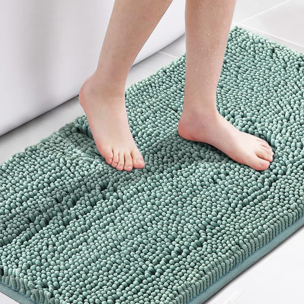 H.VERSAILTEX Navy Blue Bath Rug, Bath Mat Non Slip Bath Mats for Bathroom Floor, Bathroom Rug Extra Thick Chenille Rug 17" x 24" Absorbent Soft Shaggy Washable Dry Fast Plush Rugs for Bathtubs