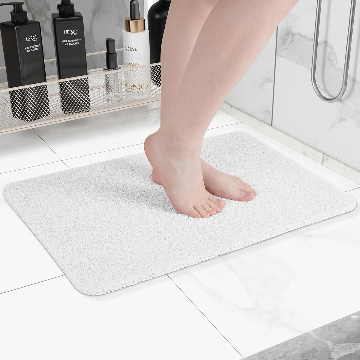 Hargiis Non Slip Bathtub Mat, Anti Slip Shower Mat, Fast Drying Bath Tub Mats, Foot Scrubber Mat, Anti Slip Mat for Tub, Floor, Bathroom, Home, Kitchen, Hotel (Grey 24"x16")