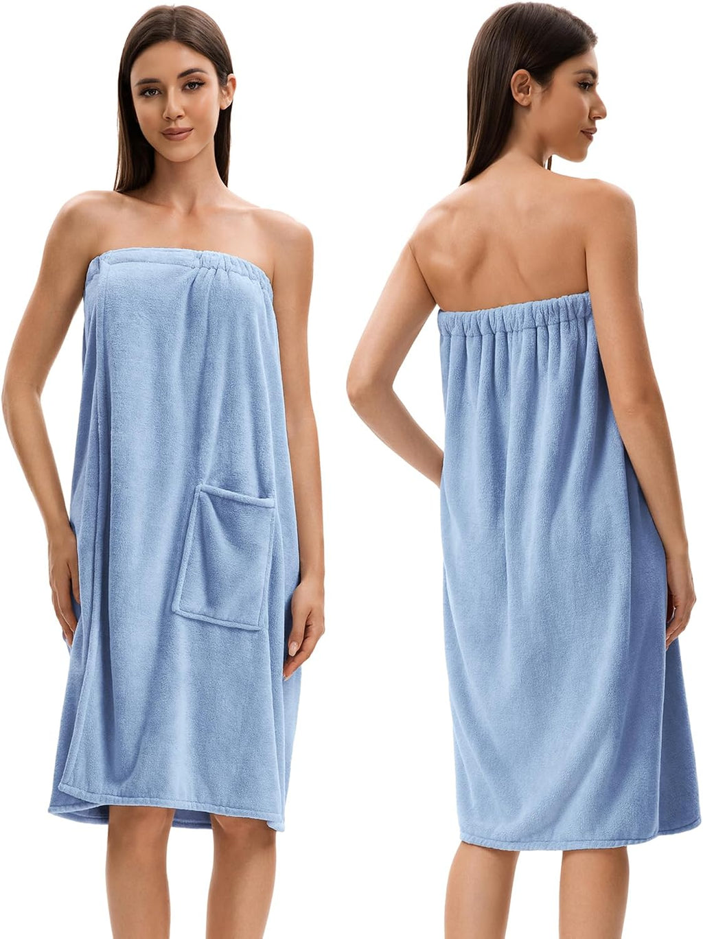 Towel Wrap For Women After Shower，Plush Bath Robe Female，Sauna Spa Wrap Around Towels With Pockets