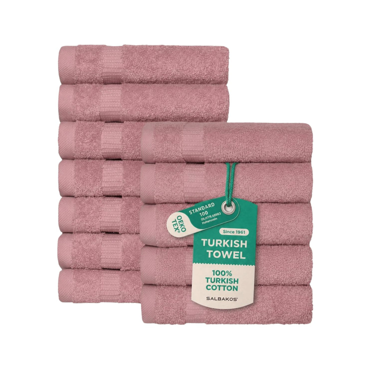 SALBAKOS 6-Piece 100% Turkish Cotton Hand Towels, 16x30 inch, White