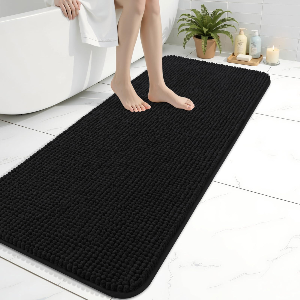 Arotive Chenille Bathroom Rugs 30x20, Soft Absorbent Bath Mat, Grey