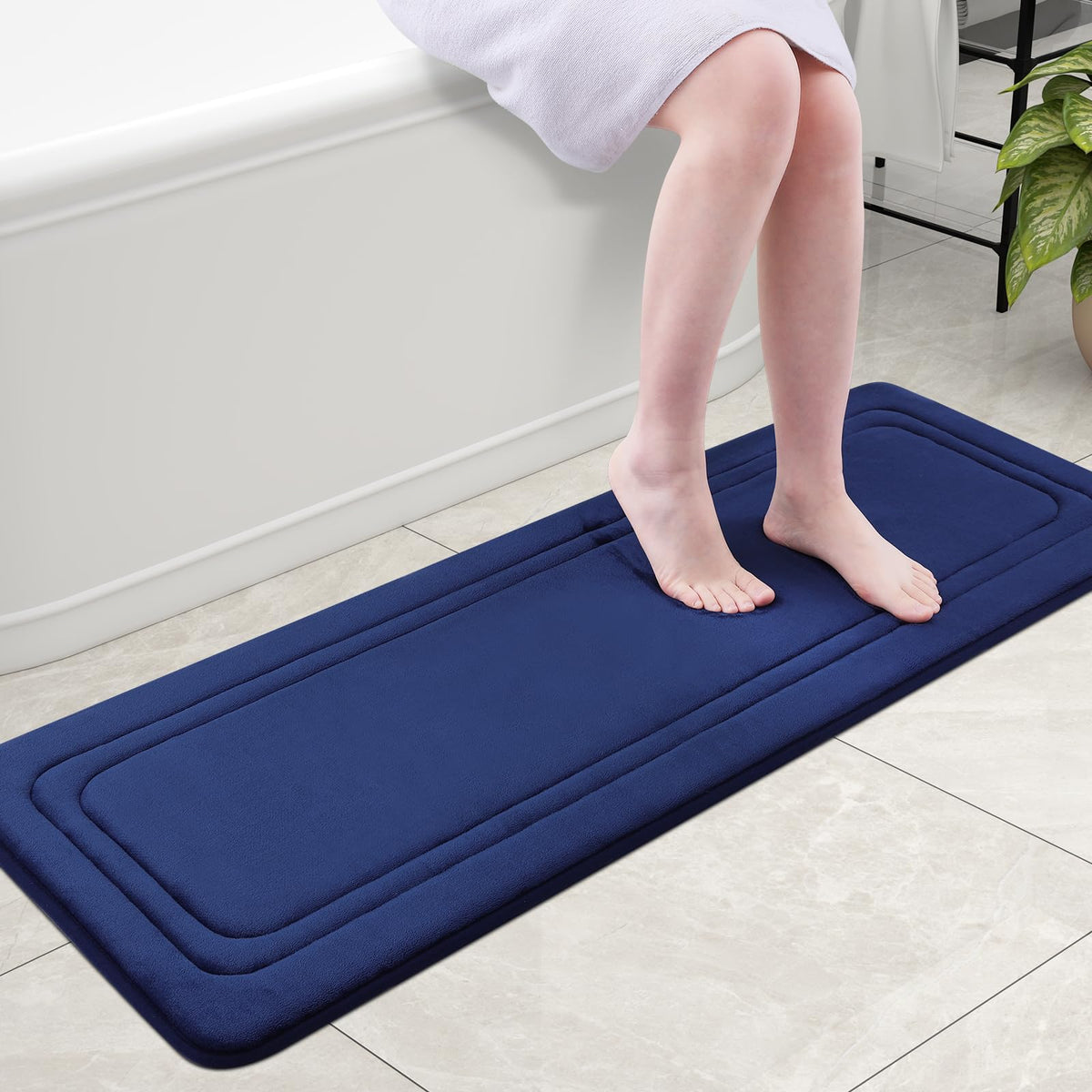 Grandaily Memory Foam Bath Mat Rug 30x20, Ultra Soft, Non-Slip and Absorbent Bathroom Rugs, Machine Wash Dry, Comfortable Bath Carpet for Bathroom Floor, Tub and Shower, Black