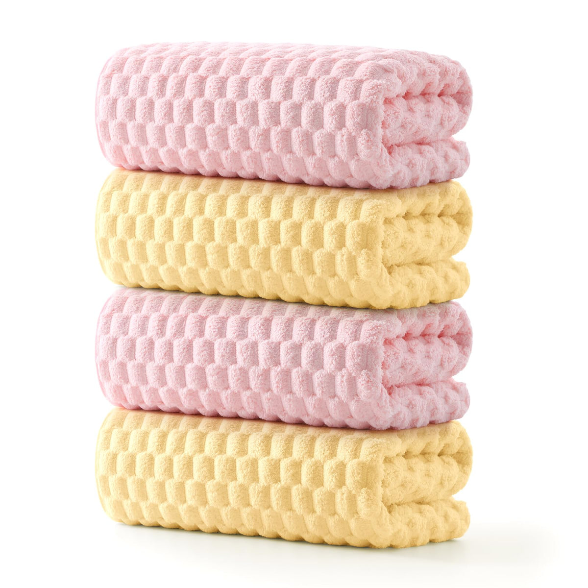 REDKISS 4 Pack Microfiber Bath Towels - Extra Large, Super Absorbent, Quick Dry Waffle Towels Set for Bathroom, Spa, Gym, and Travel - Luxury, Plush, 4 Multicolor