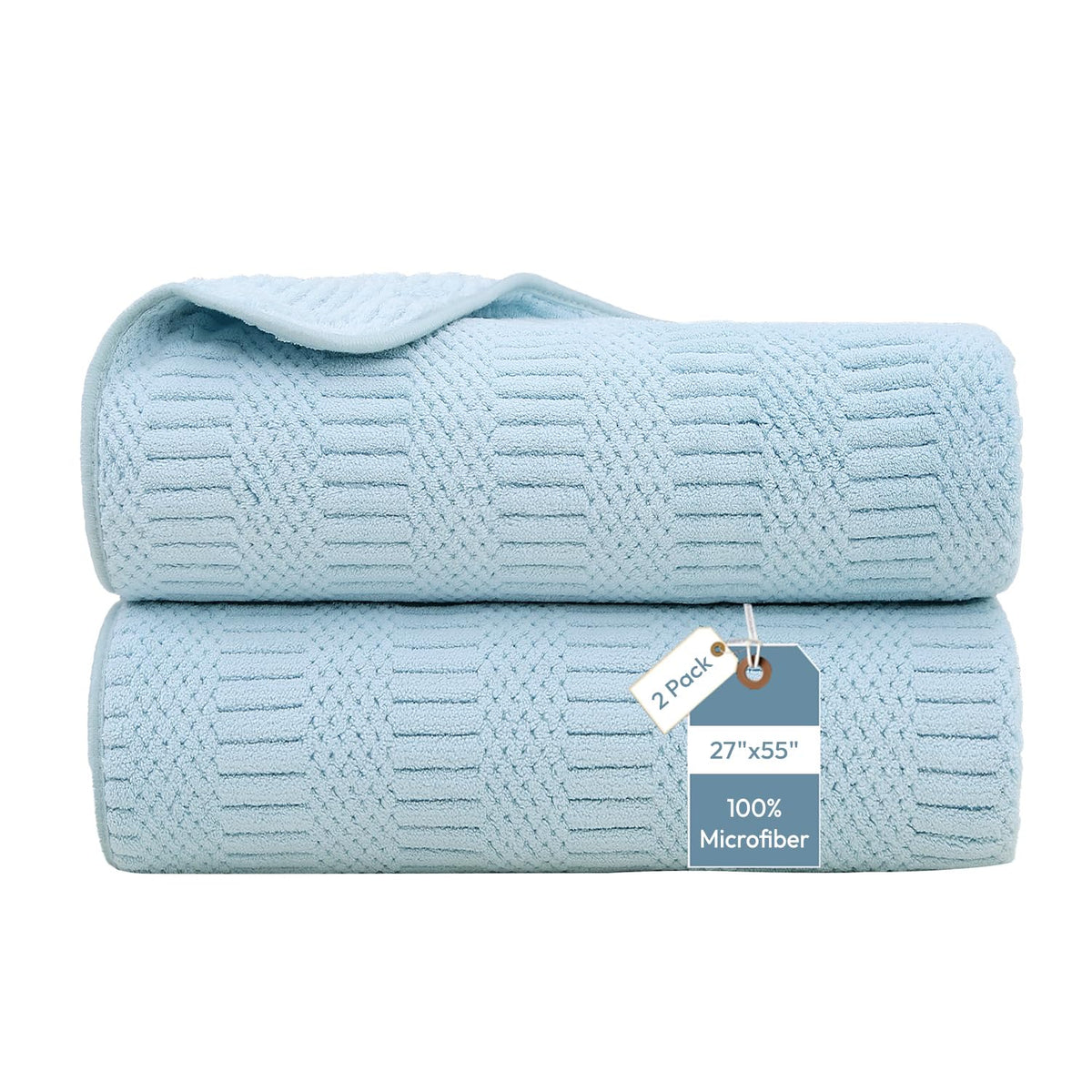 JML Microfiber Bath Towel with Hanging Loop, 2 Pack, 30" x 60", Grey