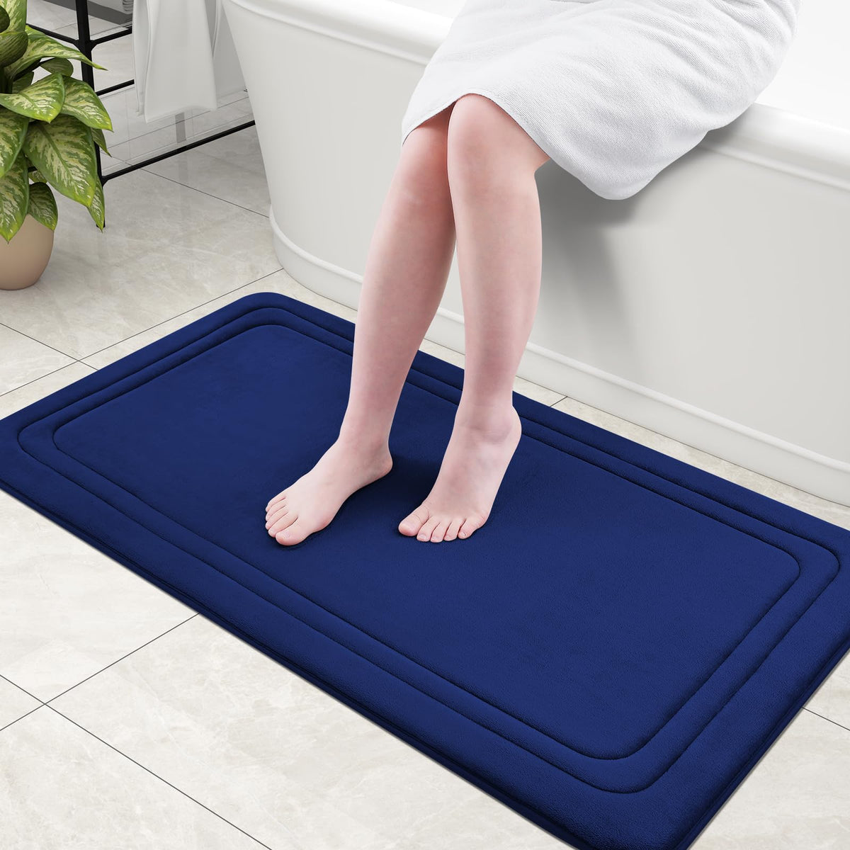 Grandaily Memory Foam Bath Mat Rug 30x20, Ultra Soft, Non-Slip and Absorbent Bathroom Rugs, Machine Wash Dry, Comfortable Bath Carpet for Bathroom Floor, Tub and Shower, Black