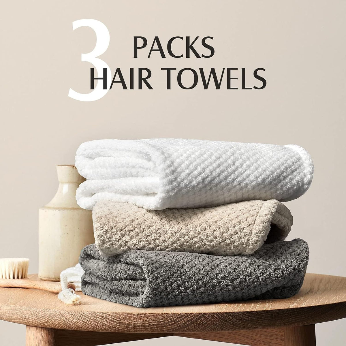 YFONG 3 Pack Large Microfiber Hair Towel Wrap for Women Long Hair, 30 x 10