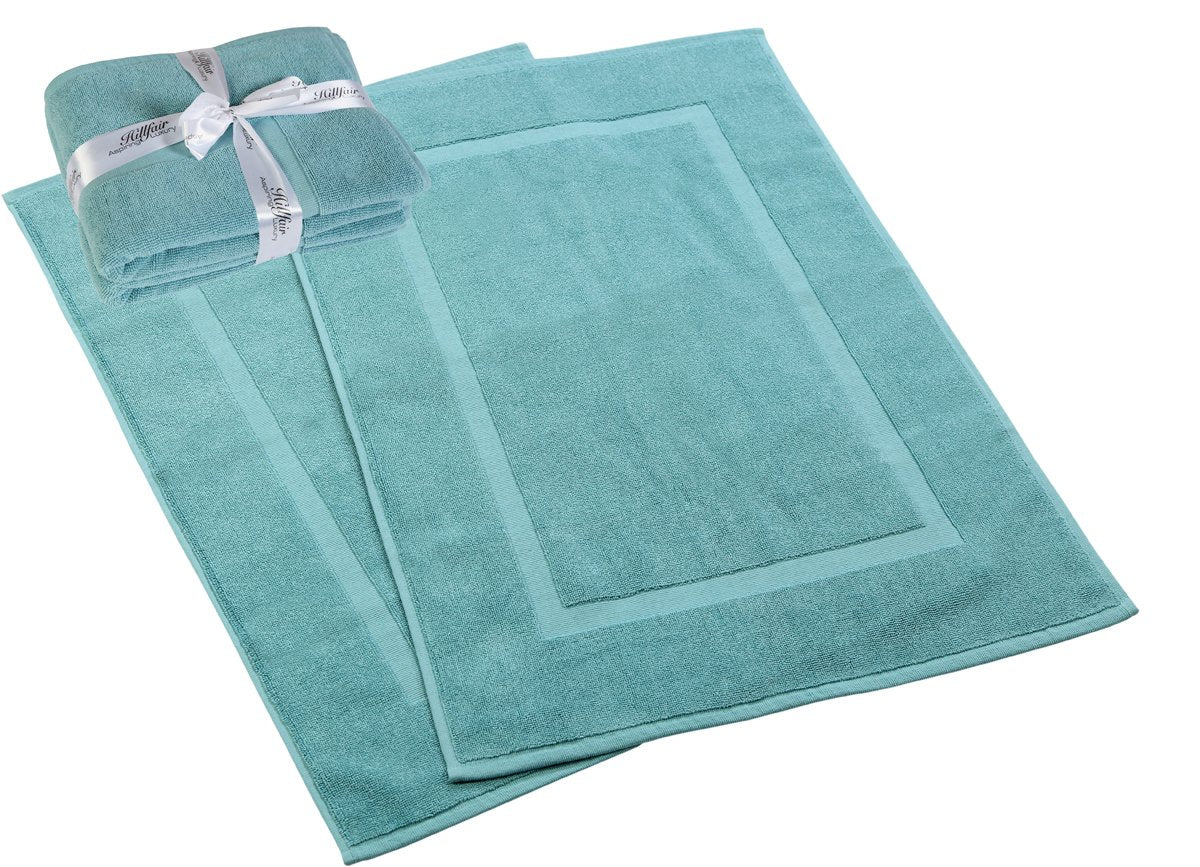 HILLFAIR 900 GSM 100% Cotton Floor Towels - 2 Piece Towels Set - Ocean Blue