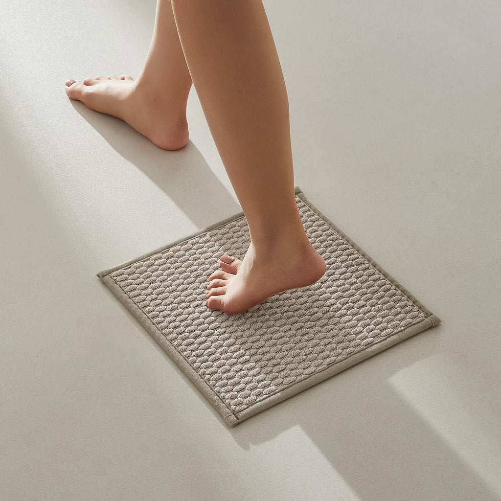TYUU Bathroom Rugs Non Slip Washable, Super Absorbent Thin Bath Mat Small Quick Dry Low Pile Bathroom Rug, Dark Grey 16"x24"