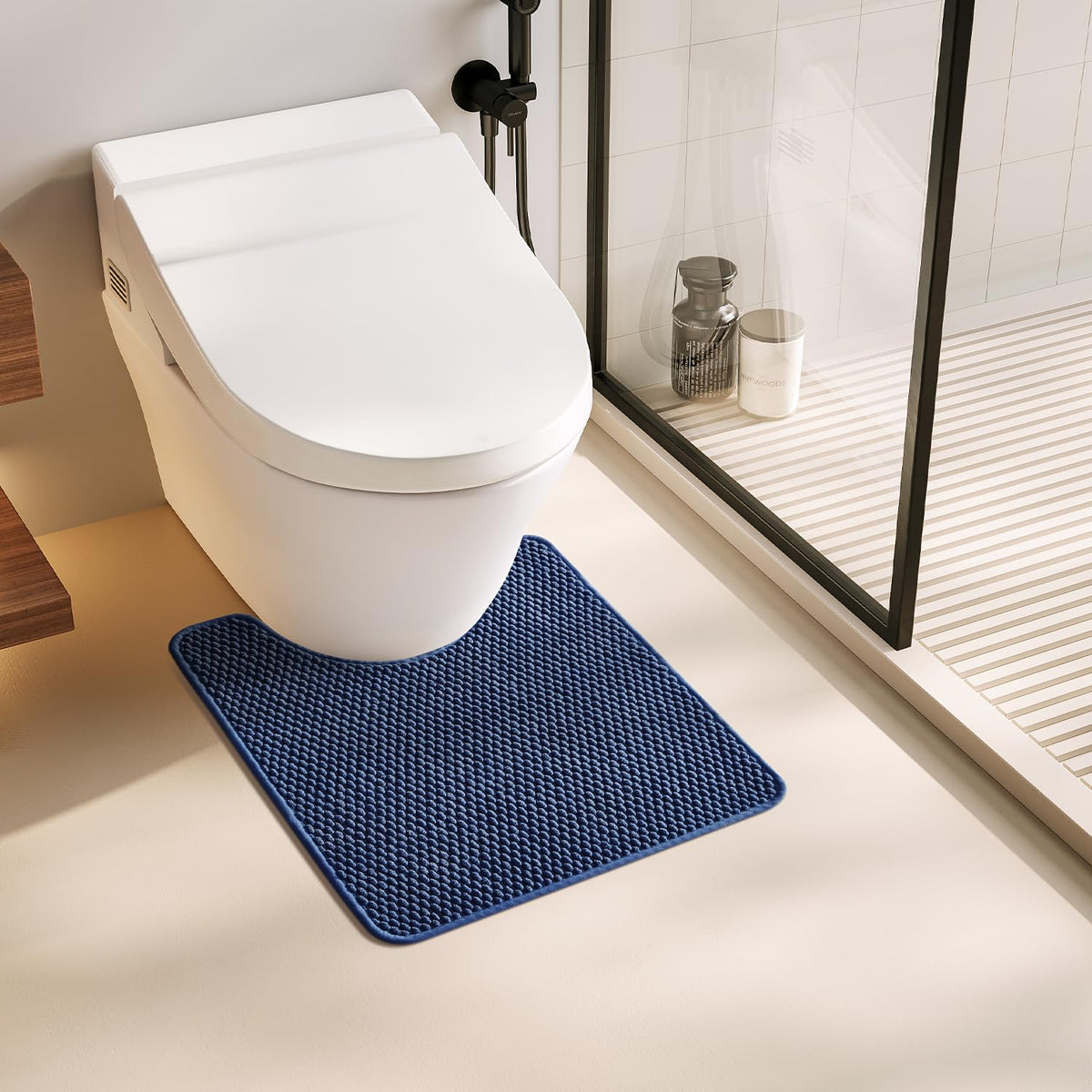 TYUU Bathroom Rugs Non Slip Washable, Super Absorbent Thin Bath Mat Small Quick Dry Low Pile Bathroom Rug, Dark Grey 16"x24"