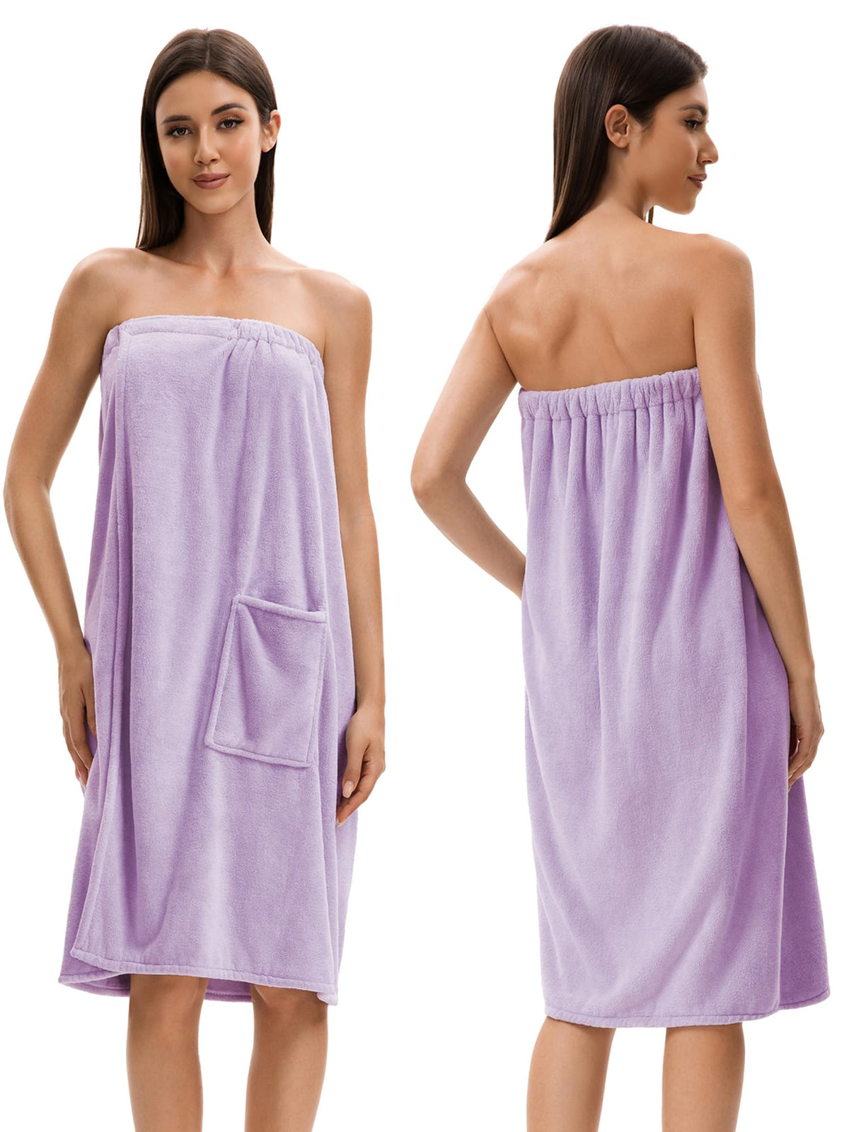 Towel Wrap For Women After Shower，Plush Bath Robe Female，Sauna Spa Wrap Around Towels With Pockets