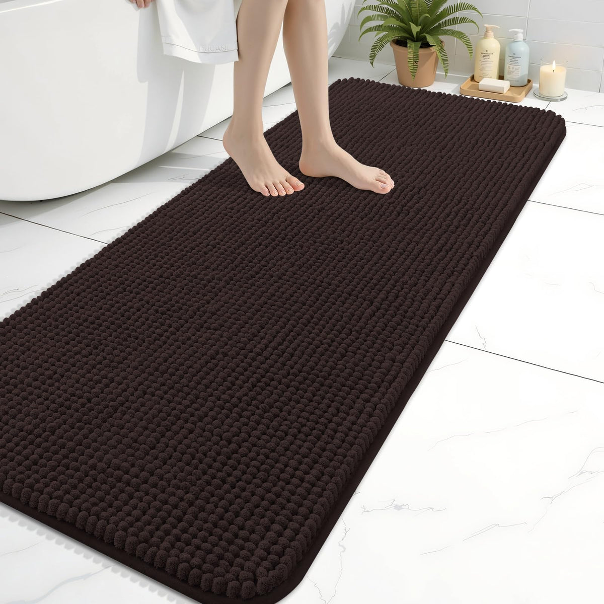 Arotive Chenille Bathroom Rugs 30x20, Soft Absorbent Bath Mat, Grey