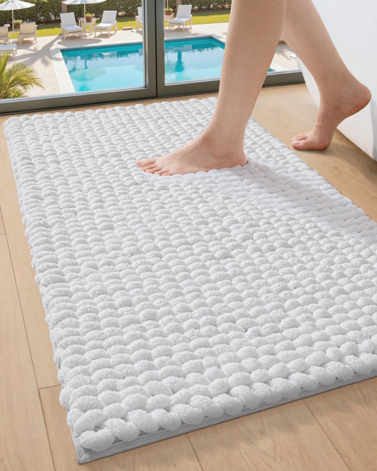 DEXI Bathroom Rugs 36x24, Non Slip Washable Chinelle Bath Mat, Taupe