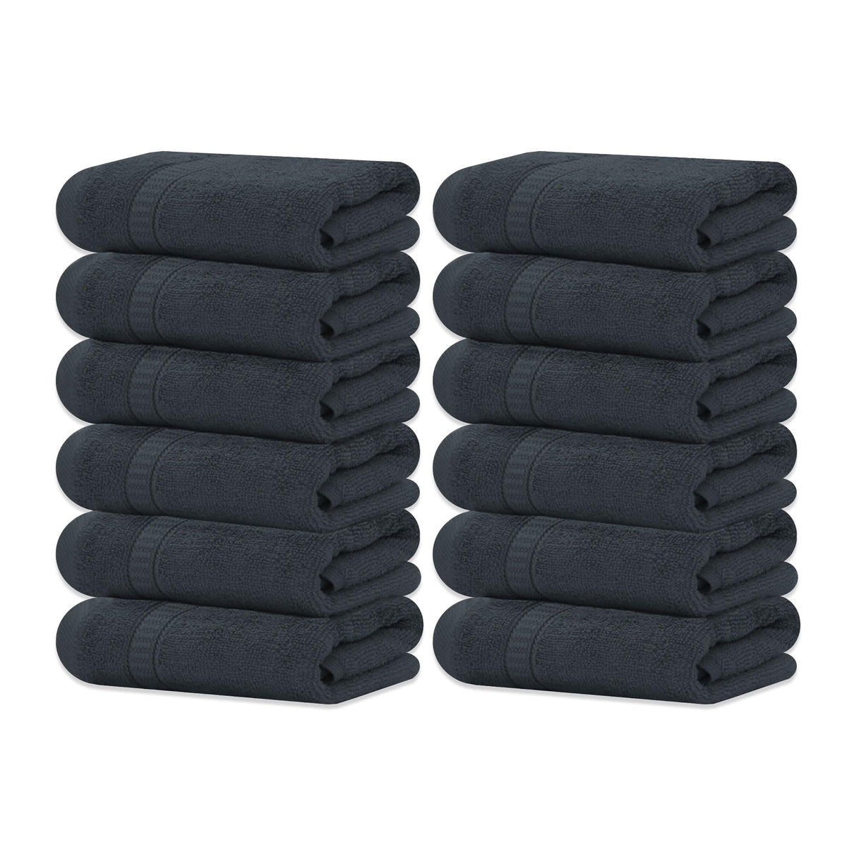 GOLD TEXTILES Premium Black Bath Mat - 2 Pack 22x34 Inches - Not a Bathroom Rug - 100% Ring Spun Cotton - Highly Absorbent & Non Slip Shower Bathroom Floor Mat Towel - Machine Washable