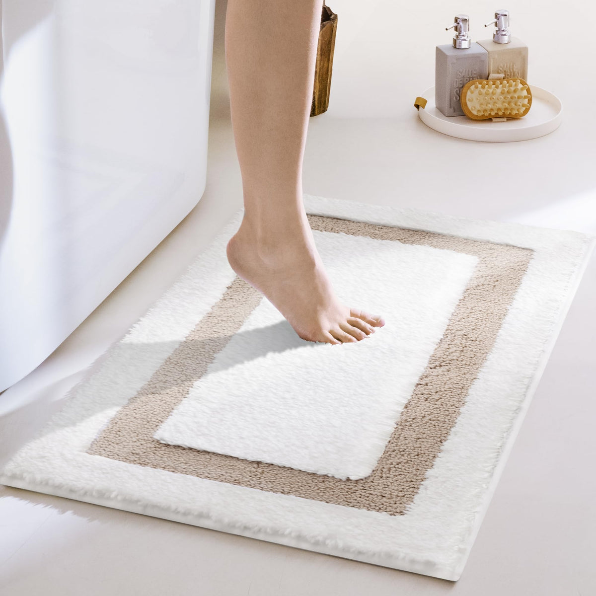 GRANNY SAYS Gray Bathroom Rug 20" x 30", Non-Slip Microfiber Bath Mat