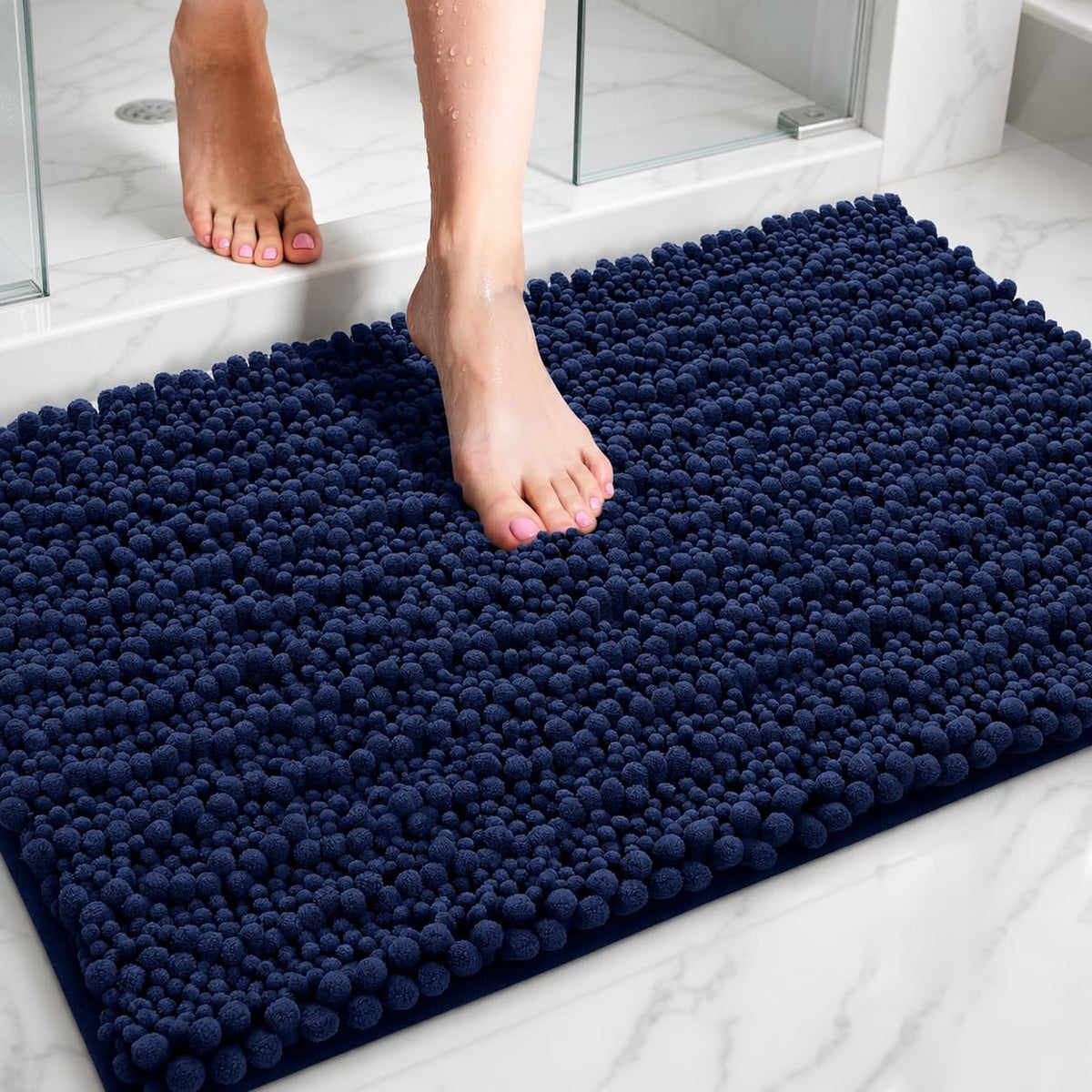 ILANGO Bathroom Rugs Dark Grey 32x20,Extra Soft Absorbent Chenille Bath Rugs,Thick Non-Slip Shaggy Bath Mat,Machine Washable Quick Dry Bath Mats for Bathroom Floor, Tub, Shower Accessories