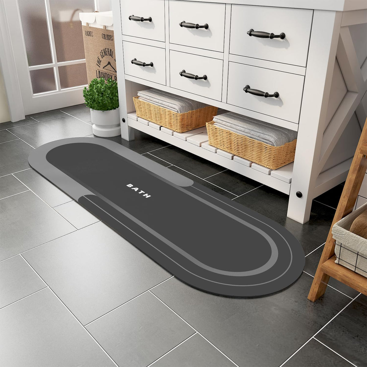 MontVoo Bath Mat - Non Slip, Quick Dry, Stain Resistant Bath Mat Rug for Bathroom Floor - Easy Care Shower Rug for Outside Bathtub - 17"x27" Grey