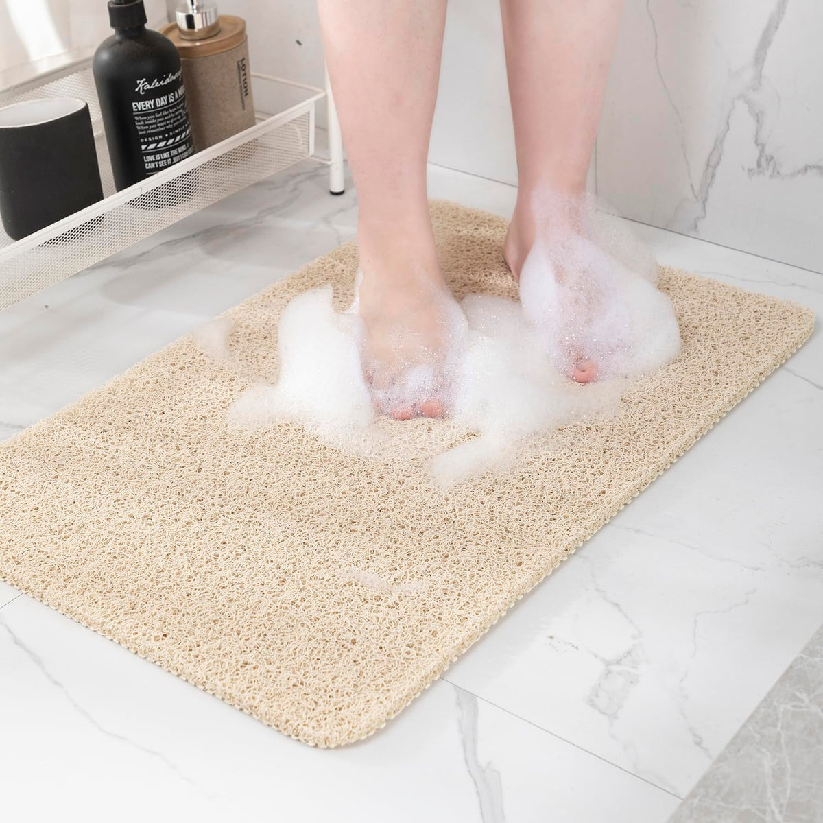 Hargiis Non Slip Bathtub Mat, Anti Slip Shower Mat, Fast Drying Bath Tub Mats, Foot Scrubber Mat, Anti Slip Mat for Tub, Floor, Bathroom, Home, Kitchen, Hotel (Grey 24"x16")