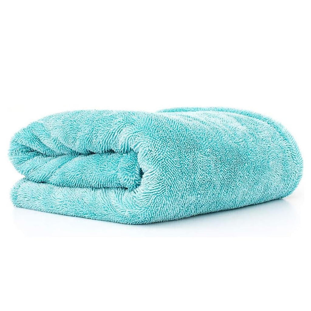 The Rag Company, The Liquid8r, Absorbent 70/30 Blend Microfiber Drying Towel for Cars, Trucks, and SUVs, Safe for Detailing, Scratch-Free, Twist Loop, 1100 GSM, 20x24 Inches, Aqua Blue/Grey
