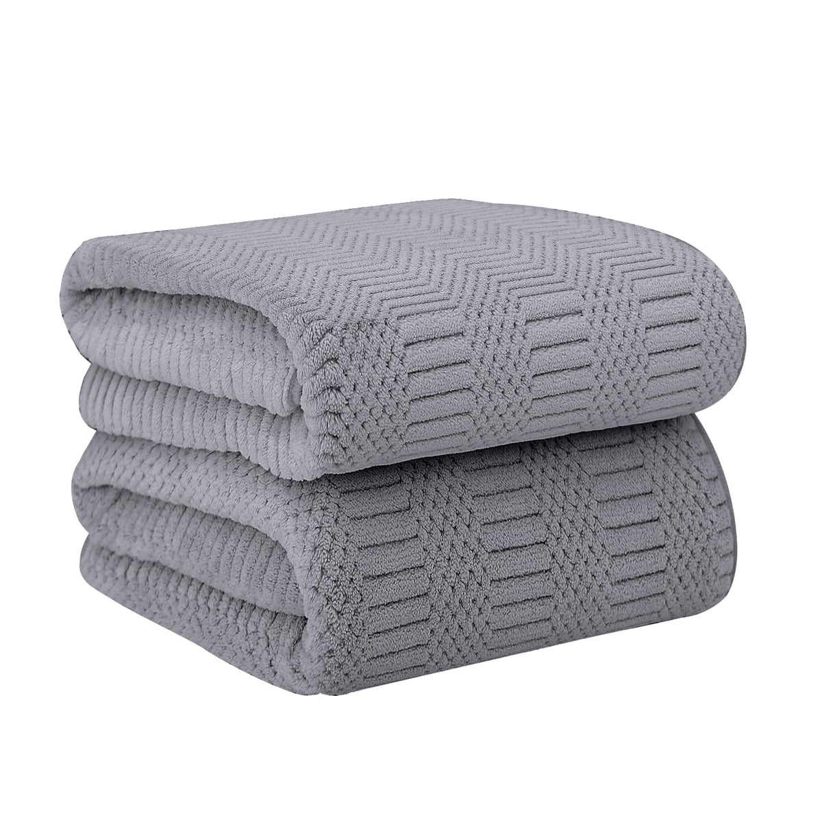 JML Microfiber Bath Towel with Hanging Loop, 2 Pack, 30" x 60", Grey