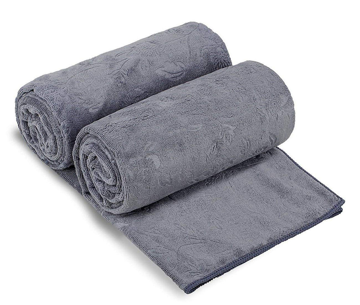 JML Microfiber Bath Towel with Hanging Loop, 2 Pack, 30" x 60", Grey