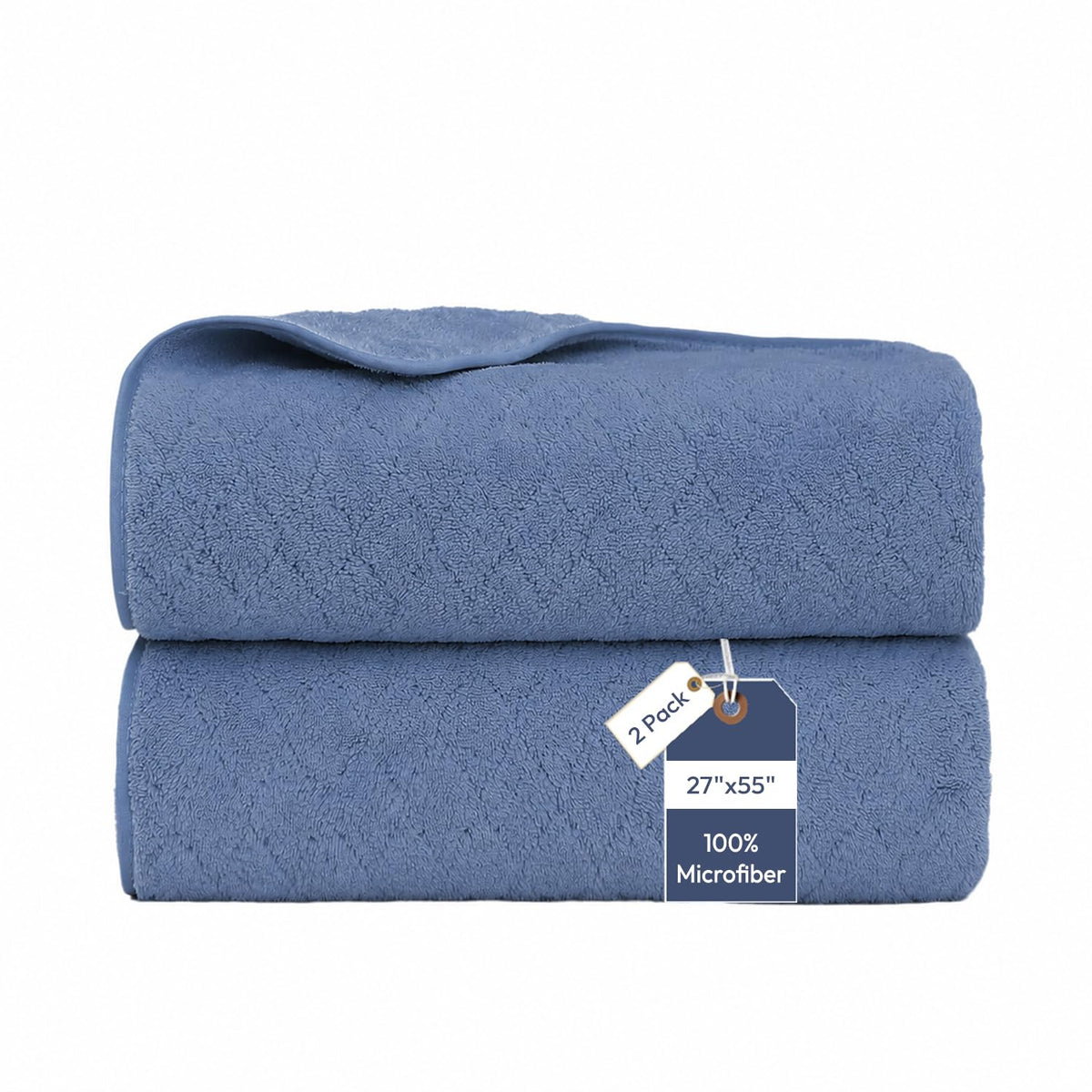 JML Microfiber Bath Towel with Hanging Loop, 2 Pack, 30" x 60", Grey