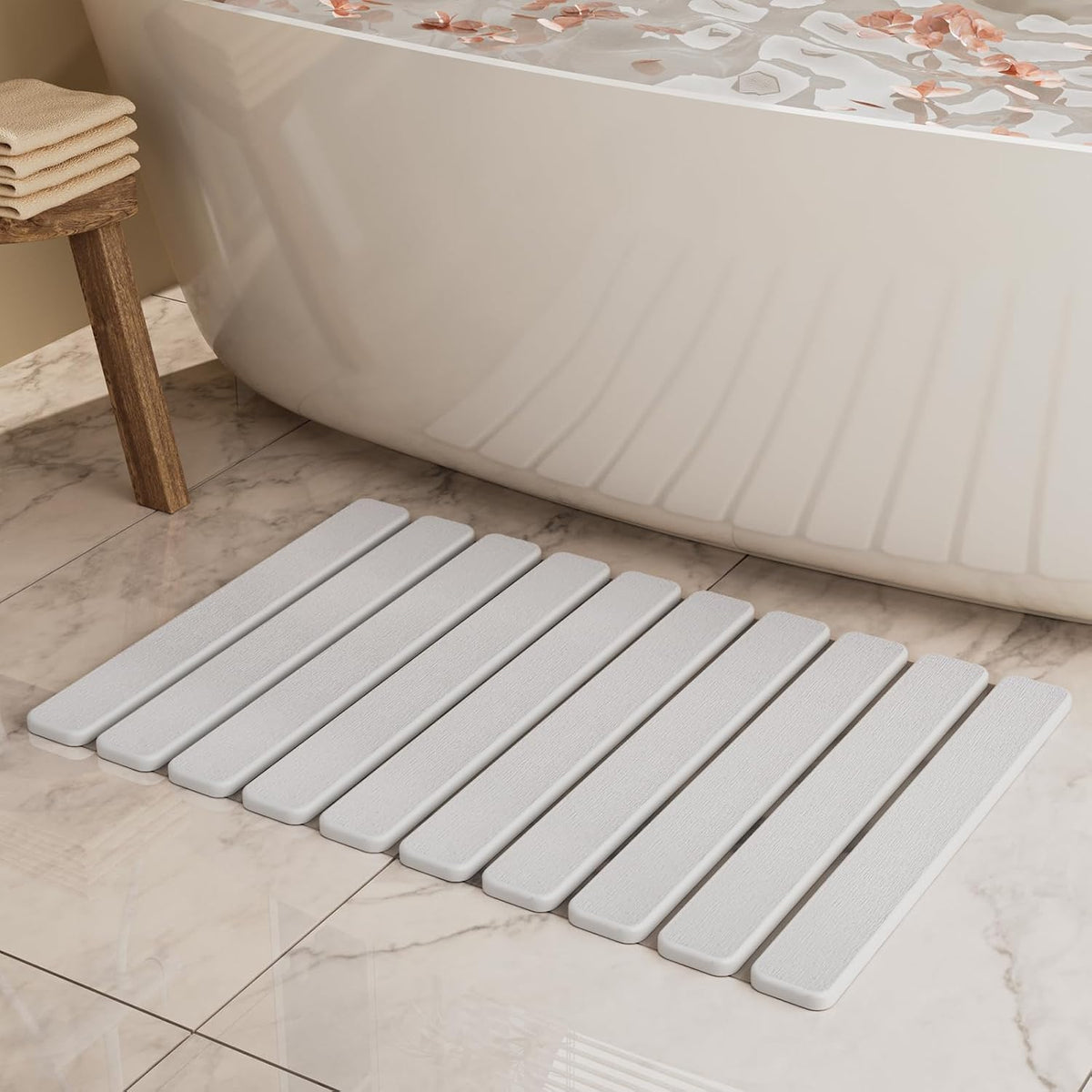 Foldable Stone Bath Mat, Diatomaceous Earth Stone Drying Mats for Bathroom