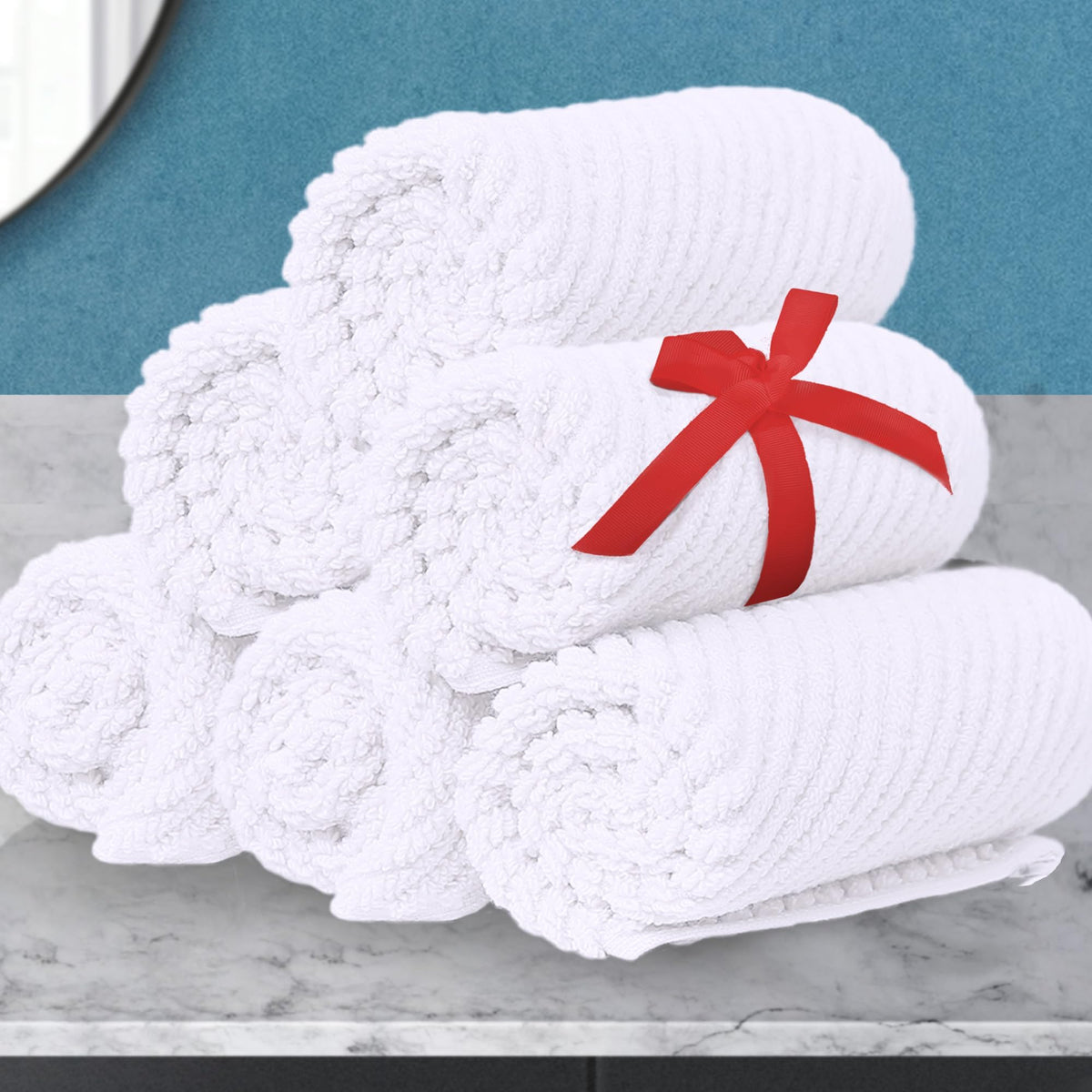VOOVA & MOVAS 6PC Towel Set, 100% Cotton, Dark Grey