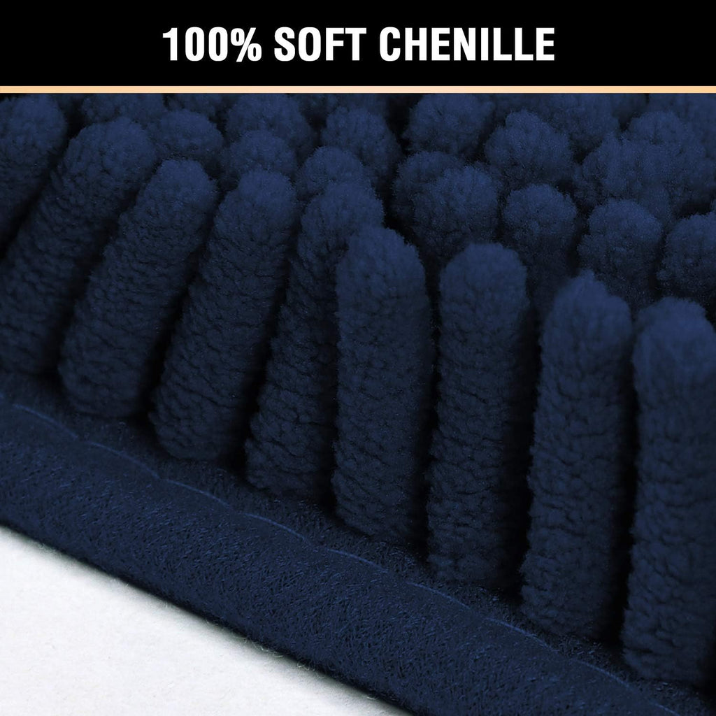 H.VERSAILTEX Navy Blue Bath Rug, Bath Mat Non Slip Bath Mats for Bathroom Floor, Bathroom Rug Extra Thick Chenille Rug 17" x 24" Absorbent Soft Shaggy Washable Dry Fast Plush Rugs for Bathtubs