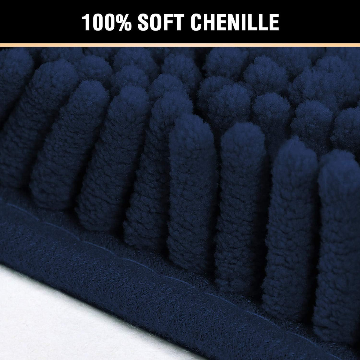 H.VERSAILTEX Navy Blue Bath Rug, Bath Mat Non Slip Bath Mats for Bathroom Floor, Bathroom Rug Extra Thick Chenille Rug 17" x 24" Absorbent Soft Shaggy Washable Dry Fast Plush Rugs for Bathtubs