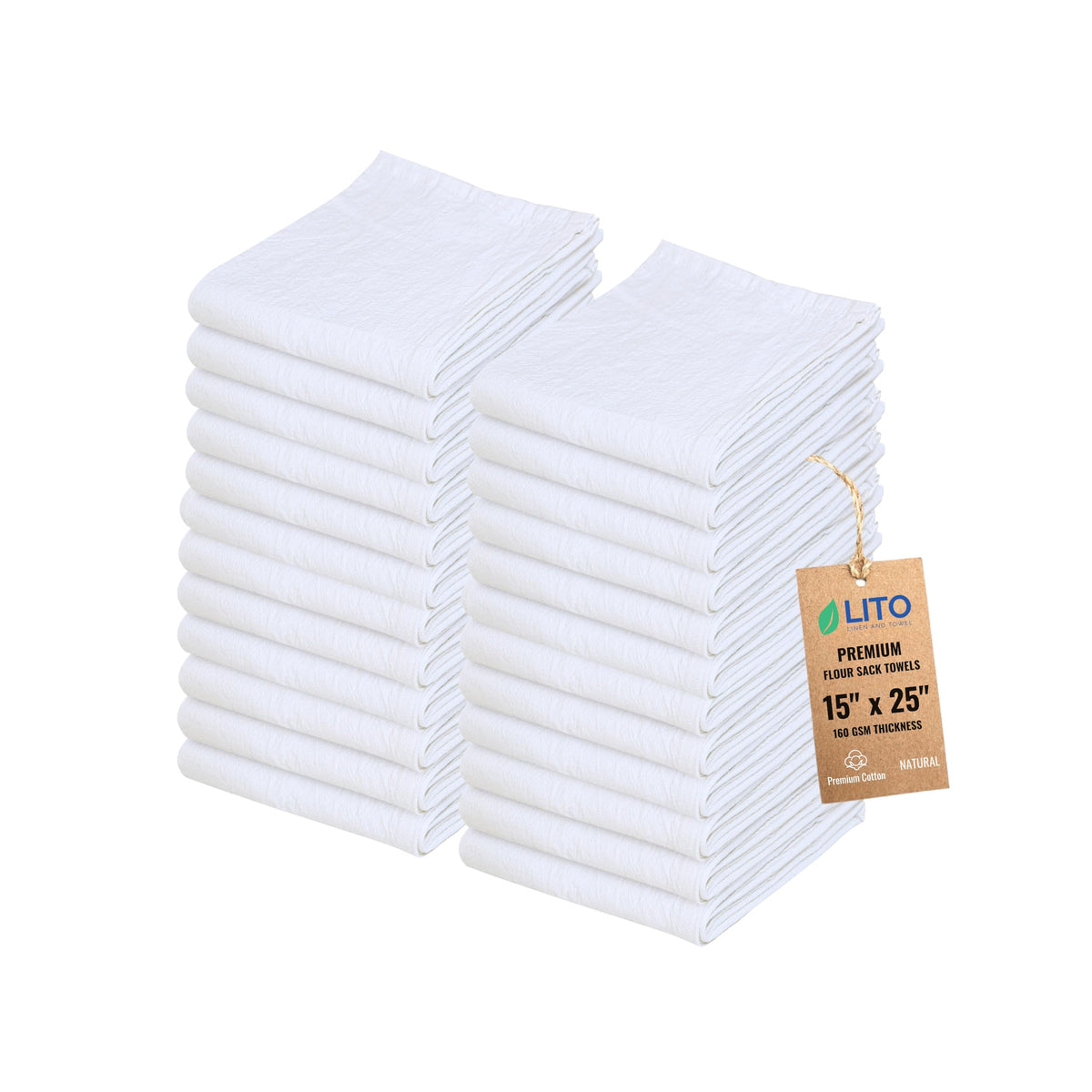Flour Sack Towels | Tea Towel for Crafts| Kitchen Dish Cotton Blank Towel for Embroidery| Baking Bread Proofing Linen Cover| Super Absorbent Quick Dry| 12 Pack 18"x 28" White