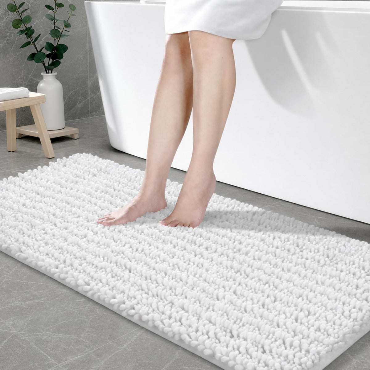 ILANGO Bathroom Rugs Dark Grey 32x20,Extra Soft Absorbent Chenille Bath Rugs,Thick Non-Slip Shaggy Bath Mat,Machine Washable Quick Dry Bath Mats for Bathroom Floor, Tub, Shower Accessories