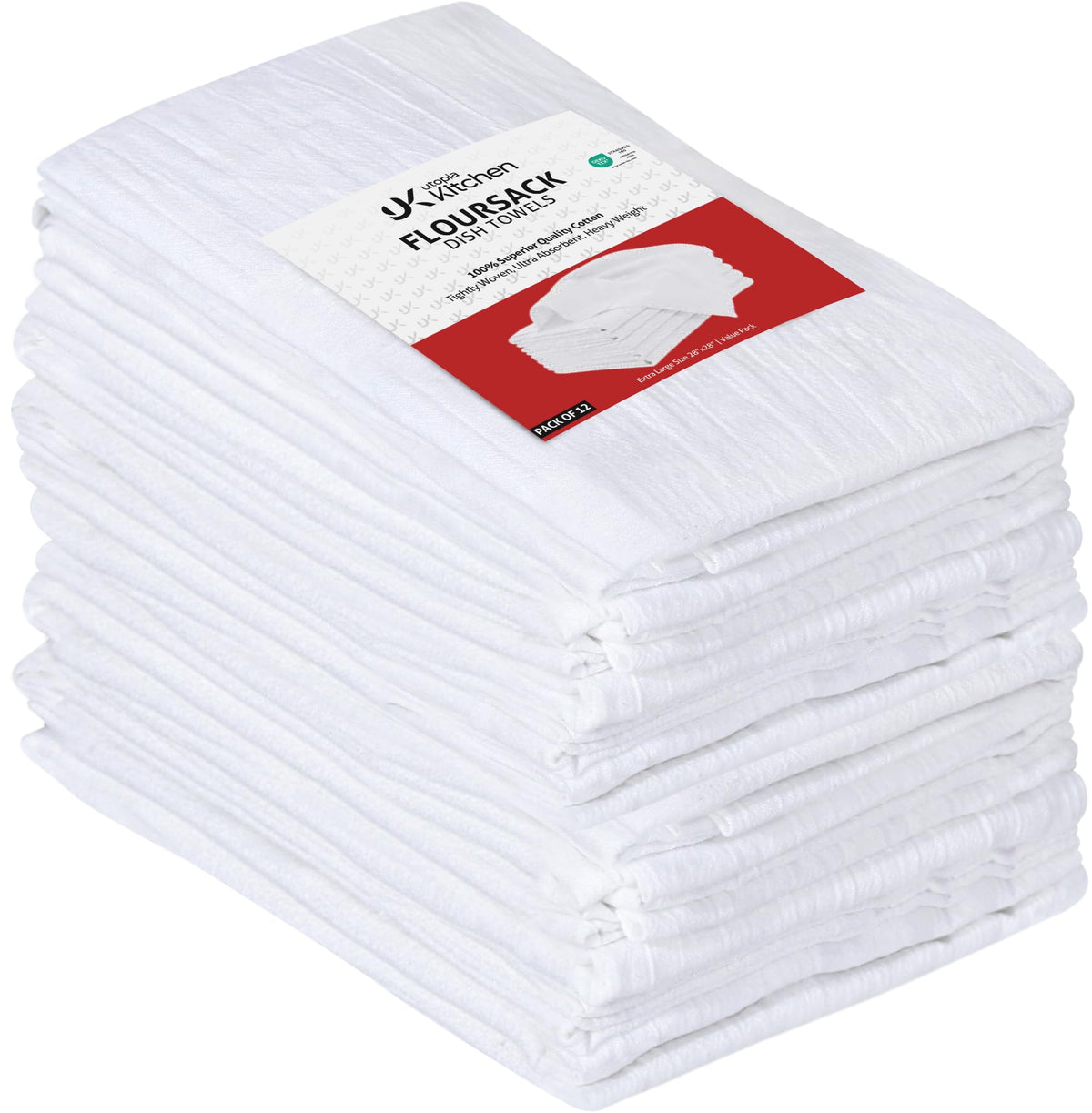 Utopia Kitchen White Flour Sack Towels [24 Pack - 28 x 28 Inch] 100% Cotton
