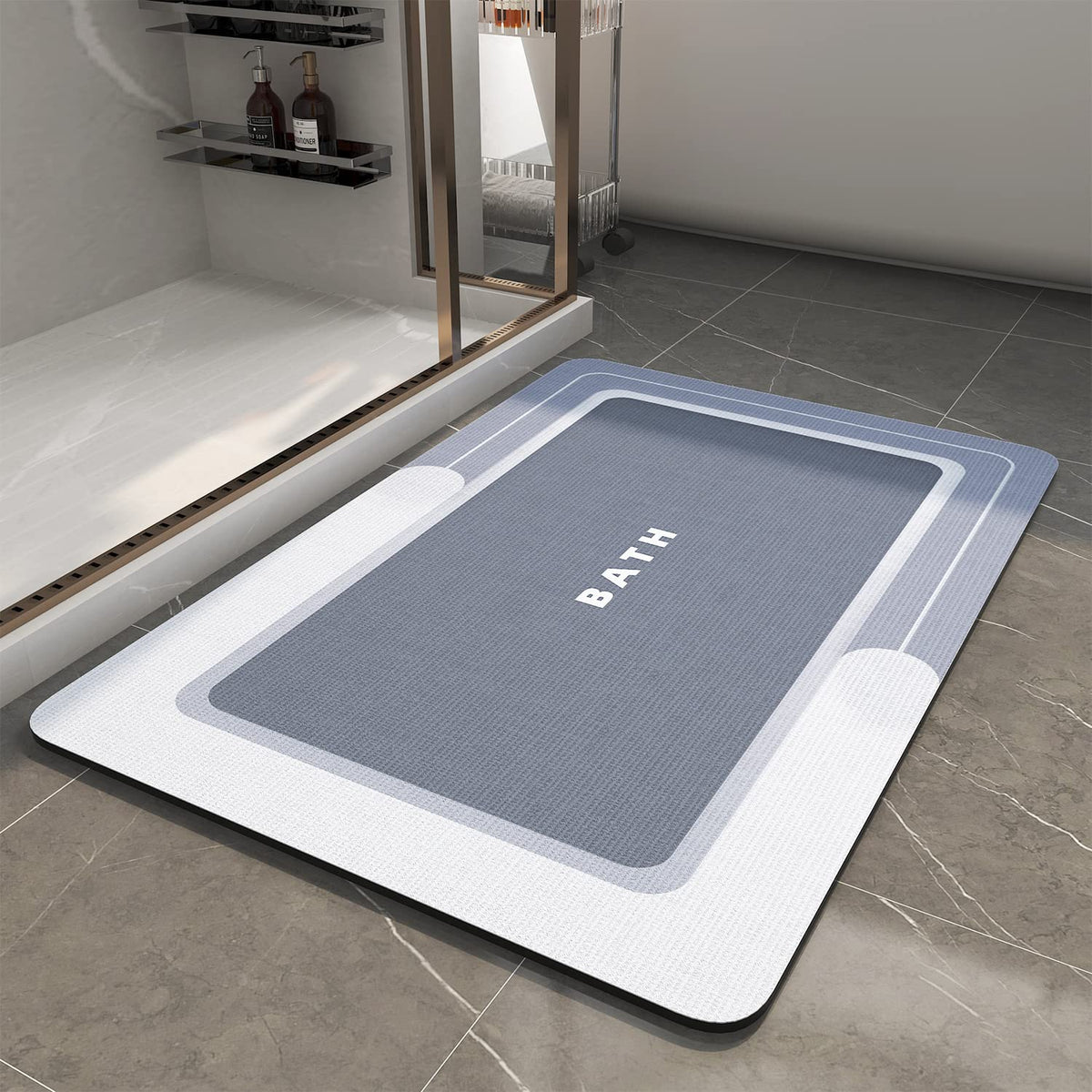 MontVoo-Bath Mat-Bathroom Mat Rug Non Slip Super Absorbent Stain Resistant Quick Dry Thin Bath Rug-Bath Mats for Bathroom Floor Bathtub Vanity-Bathmat Bath Rug Easy Care-17"x27" Grey