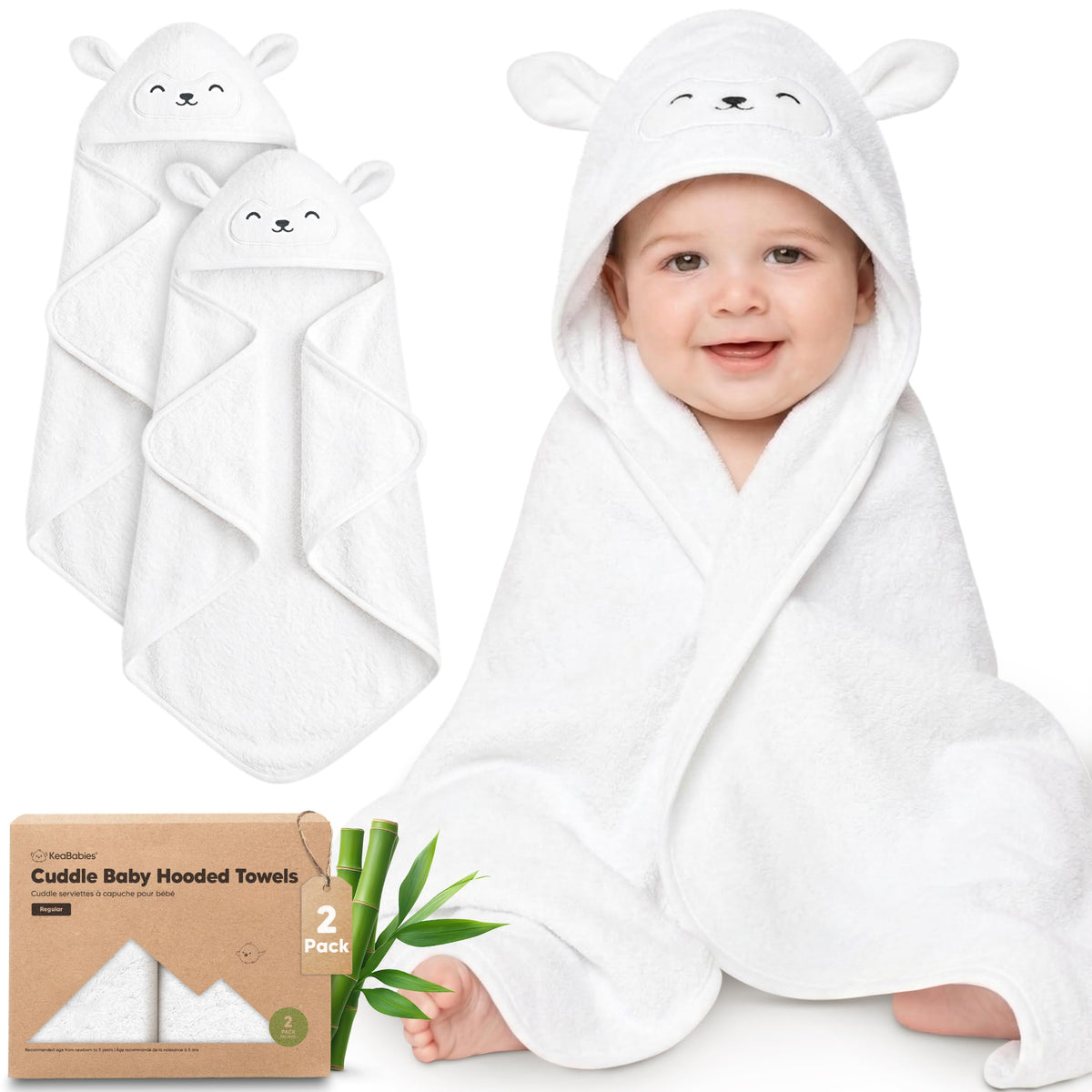 KeaBabies Hooded Baby Towel for Newborn, Baby Bath Towels (Duck, 35x35)
