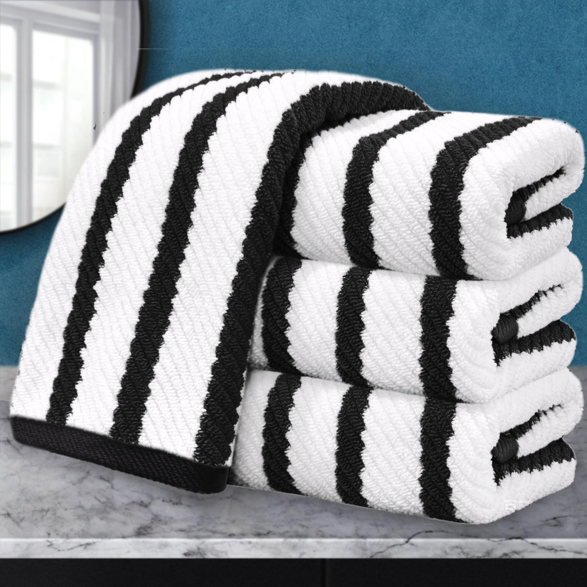 VOOVA & MOVAS 6PC Towel Set, 100% Cotton, Dark Grey