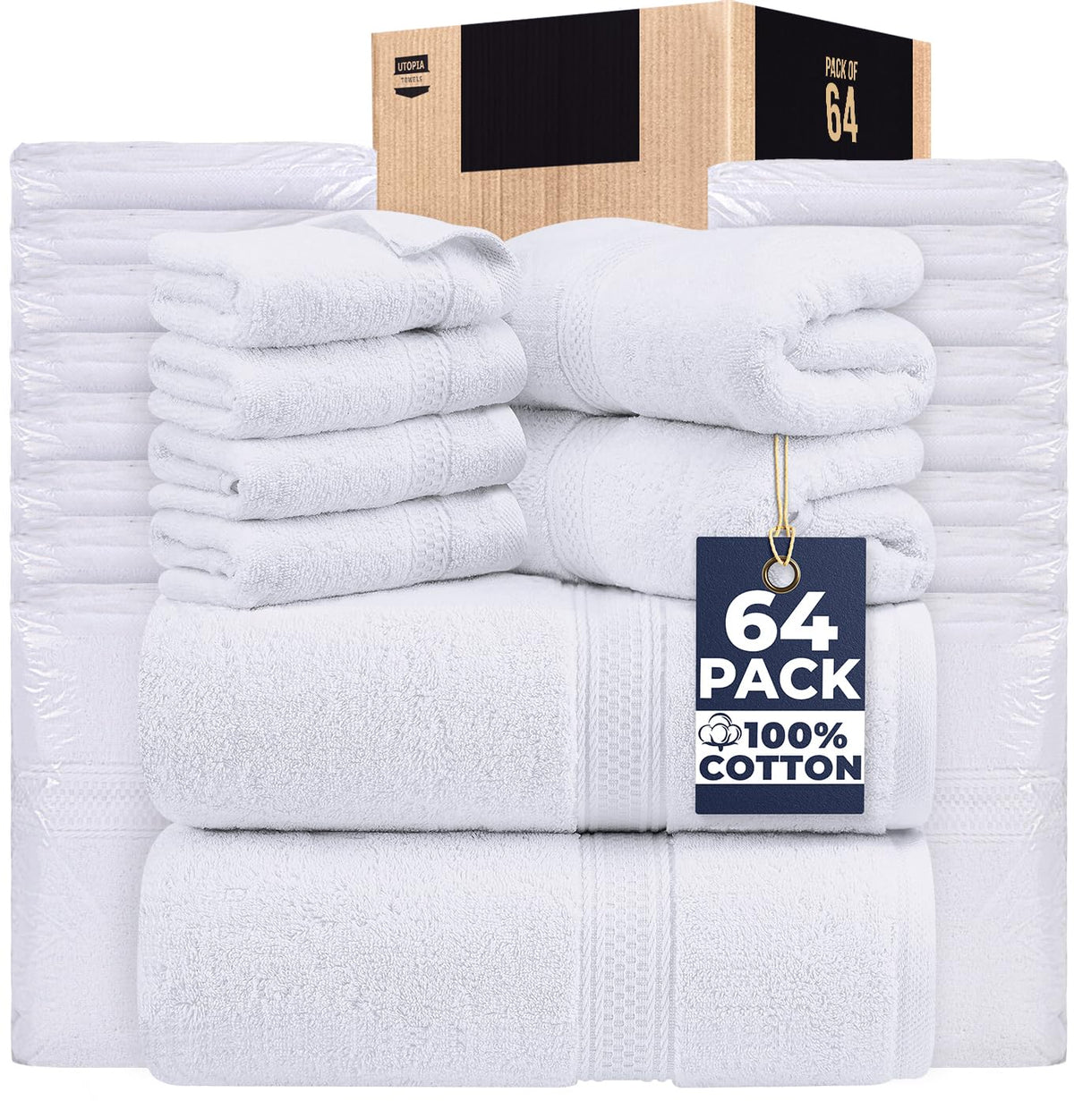 Utopia Towels 8 Piece Majestic Plush Luxury Towel Set, Cotton, Grey