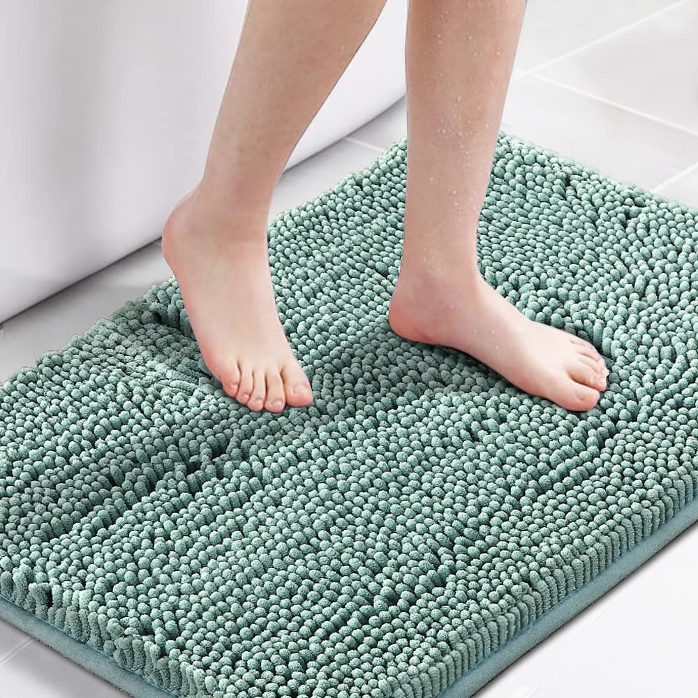 H.VERSAILTEX Navy Blue Bath Rug, Bath Mat Non Slip Bath Mats for Bathroom Floor, Bathroom Rug Extra Thick Chenille Rug 17" x 24" Absorbent Soft Shaggy Washable Dry Fast Plush Rugs for Bathtubs