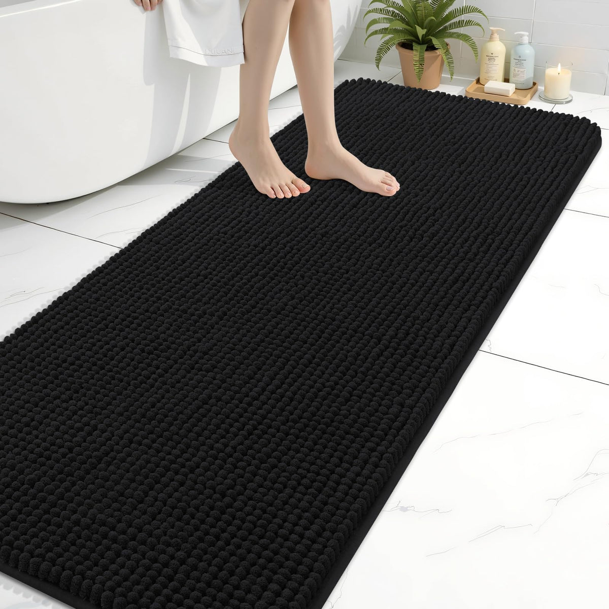 Arotive Chenille Bathroom Rugs 30x20, Soft Absorbent Bath Mat, Grey