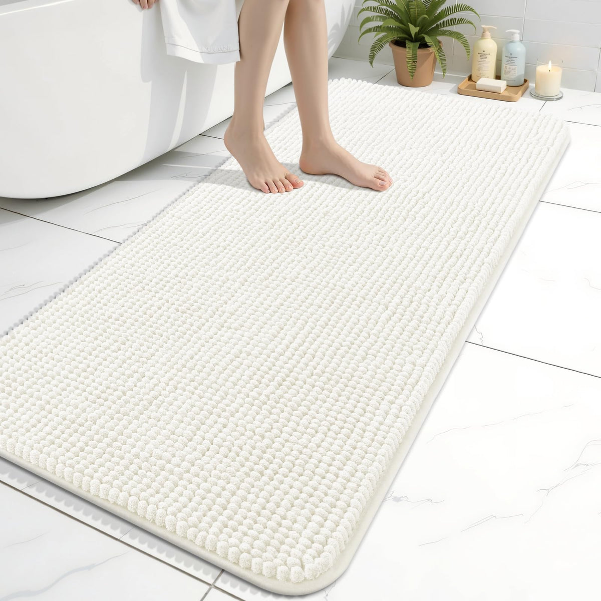 Arotive Chenille Bathroom Rugs 30x20, Soft Absorbent Bath Mat, Grey