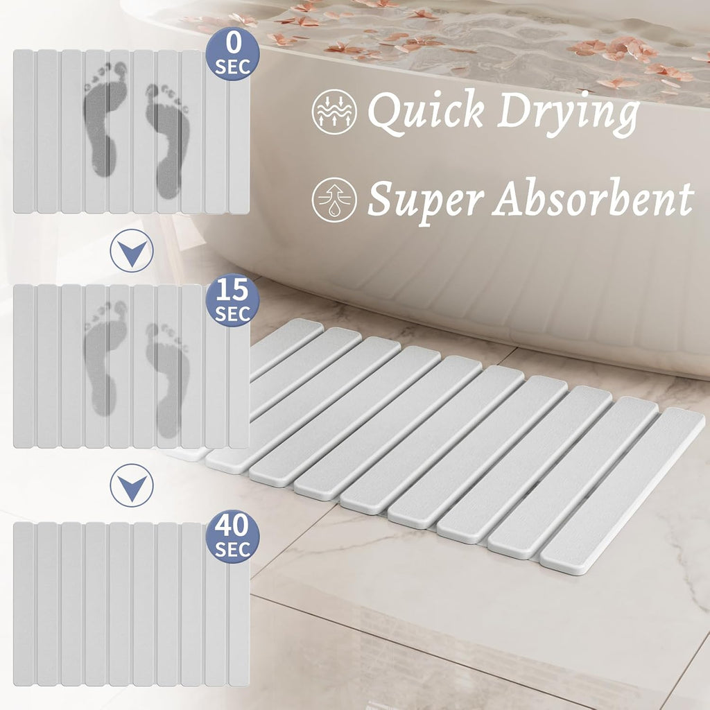 Foldable Stone Bath Mat, Diatomaceous Earth Stone Drying Mats for Bathroom