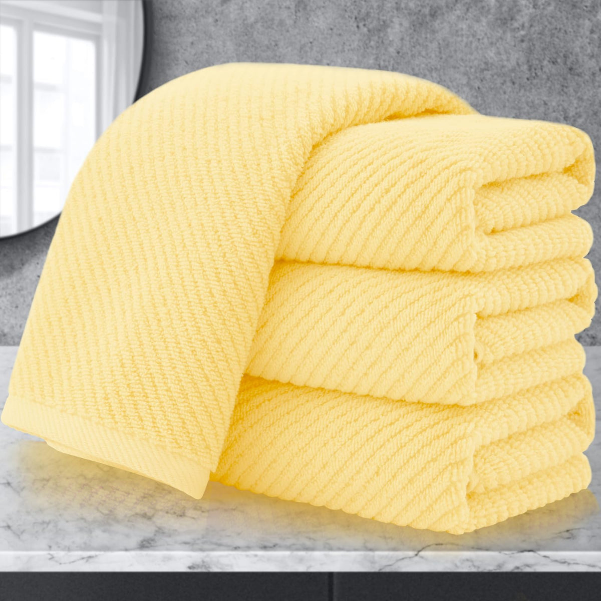 VOOVA & MOVAS 6PC Towel Set, 100% Cotton, Dark Grey