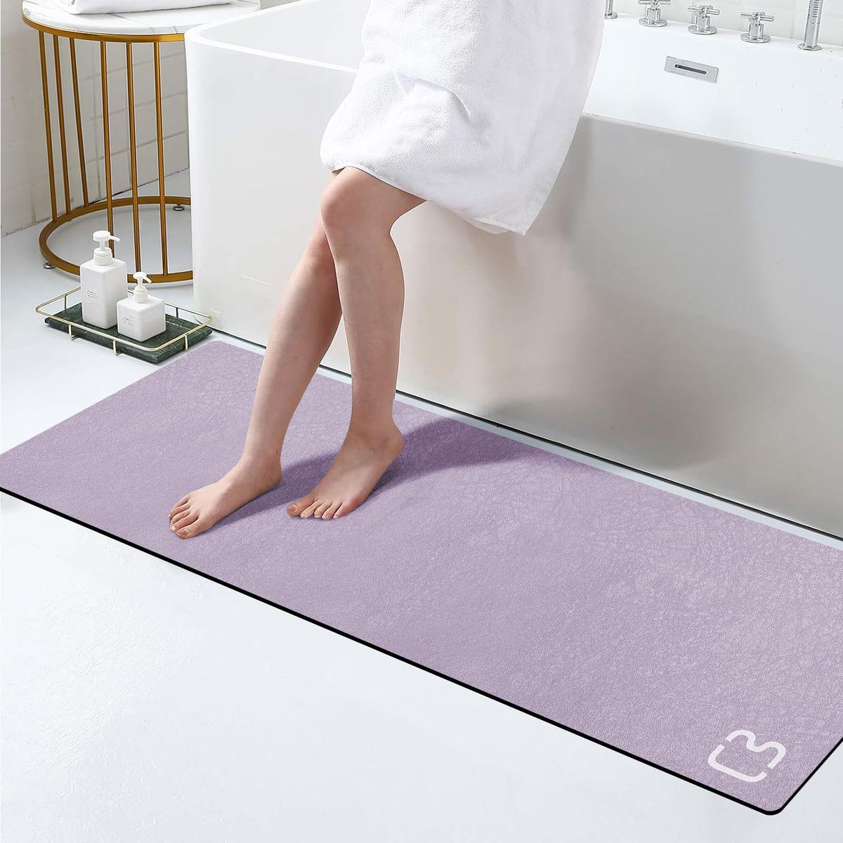 Diatomaceous Earth Bath Mat Stone Bath Mats for Bathroom,15.7"x23.6",Grey