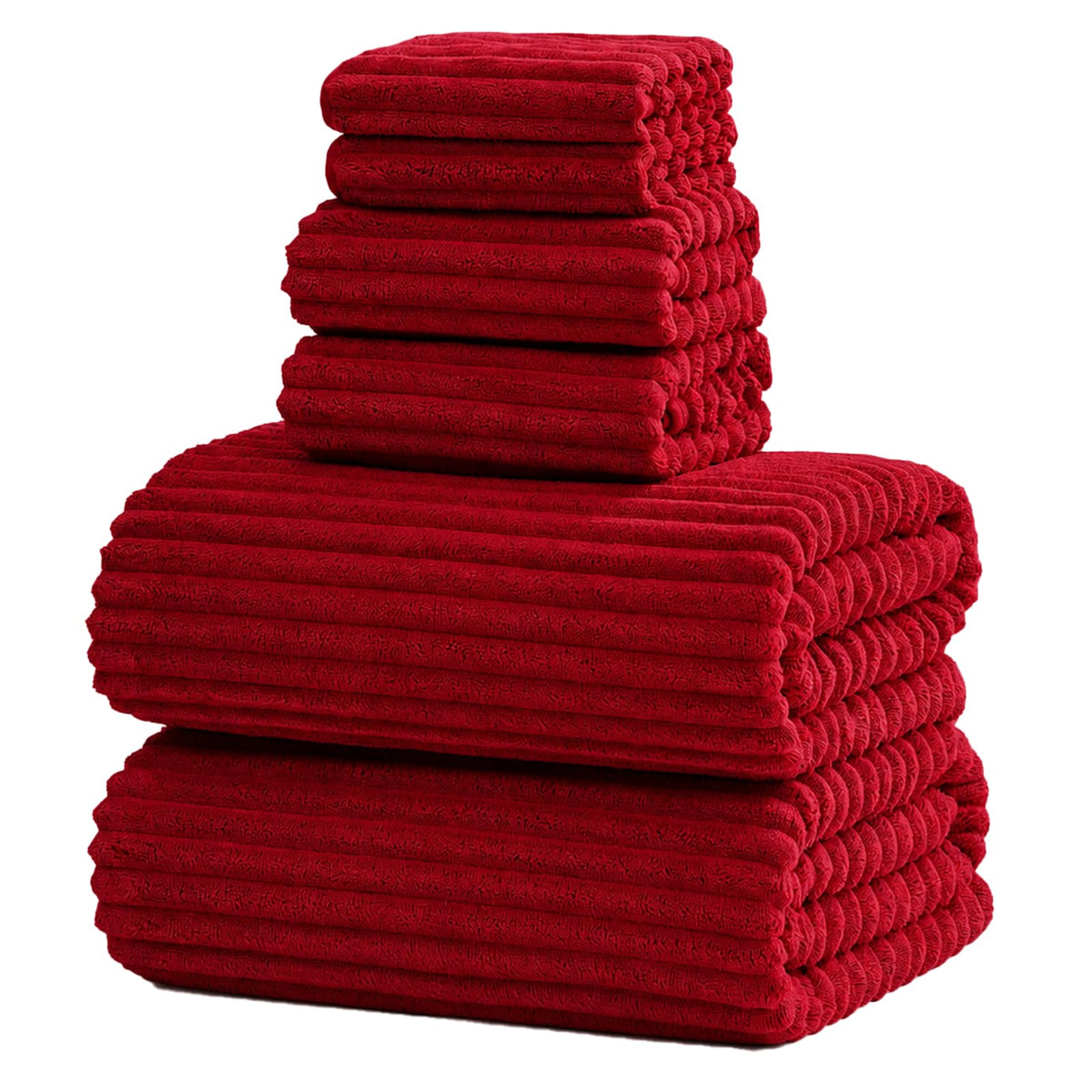 6 PC Bath Towel Set, 40"x80" Oversized Bath Sheets, Navy Blue