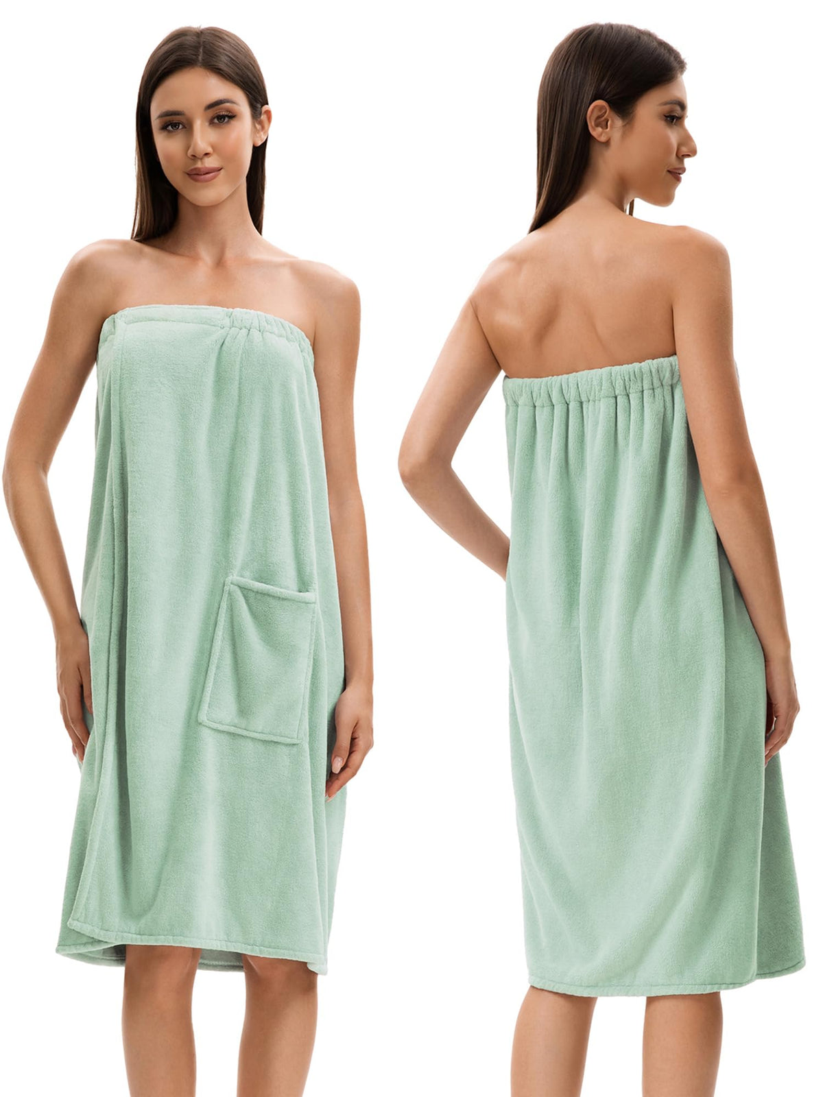Towel Wrap For Women After Shower，Plush Bath Robe Female，Sauna Spa Wrap Around Towels With Pockets
